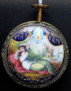 VERGE FUSEE - FRES. de ROCHES - Diamond Set Silver, Gilt & Enamel : 1760c