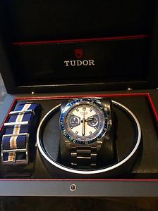 Tudor Heritage 70330B Wrist Watch for Men's Chronograph Blue and Silver Dial