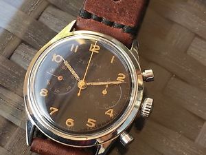 Vintage Military Zenith Excelsior Park Cal.143-6 Black Tropical Dial 1940/50