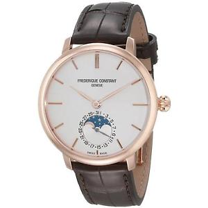 FREDERIQUE CONSTANT SLIM LINE MOONPHASE FC703V3S4 GENTS BROWN LEATHER DATE WATCH