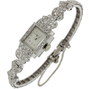 Antique Art Deco Platinum 1.34ctw Diamond Hamilton Manual 14mm Jewelry Watch
