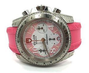 Tudor Geneve Chronograph Pink Rubber Diamond Date Automatic Watch 20310 $7525