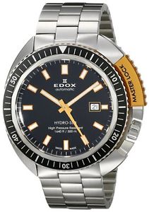 Edox 80301 3NOM NIN Mens Watch Hydro-Sub Automatic Date Orange Master Lock 500M