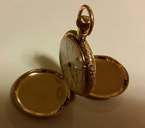 Antique ELGIN in 14K Solid Gold Multi-Color Lady Pocket Watch Mint Condition