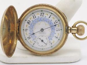 1891 AMERICAN WALTHAM 14K GOLD & ENAMEL HUNTER CASE POCKET WATCH