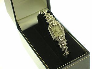 VINTAGE HAMILTON PLATINUM LADIES WATCH WITH 3+CTW DIAMONDS - VERY NICE - B.OFFER