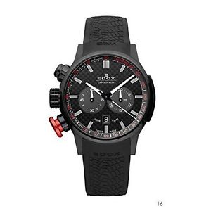 Edox Men's 10302 37N NIN Chronorally Analog Display Swiss Quartz Black Watch