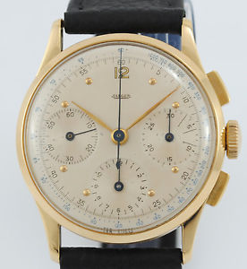 ANTIQUE JAEGER CHRONOGRAPH 18K YELLOW GOLD WATCH