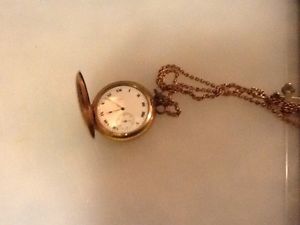1890 Elgin Golden Pocket Watch With Cross And Photograph Holder