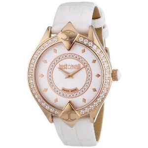 Just Cavalli R7251590502 Women's Sphinx White leather band watch.
