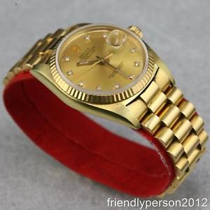 Customized After Market 18K Solid Yellow Gold Men's Ref16018 Datejust Quick Set