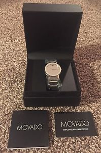 NEW MOVADO SAPPHIRE 38MM MUSEUM SILVER TONE DIAL MEN'S WATCH 0606093