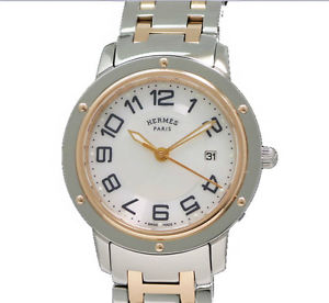 Pre-Owned HERMES Clipper SS/PG White Dial Women's Watch CP1.321.212 / 4967, ML