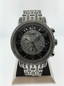 Yoni Chronograph Stainless Steel Original 5ct Diamond Bezel Men's Watch