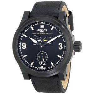 Zodiac ZMX Men's ZO8563 Aviator Stainless Steel Watch with Black Leather Band