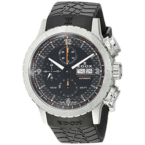 Edox Men's 01118 3 NO Chronorally 1 Analog Display Swiss Automatic Black Watch