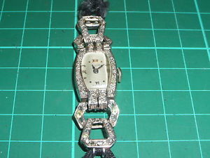Very old pre II War women Swiss wristwatch with more than 80 small diamonds!