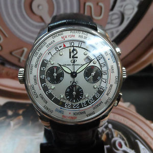 Girard Perregaux Chronograph World Time Watch S/S 43mm Reg 49805 Box/Papers