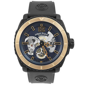 Armand Nicolet L09 18k Gold Bezel Men's Watch S619N-BU-G9610 Limited Edition 150