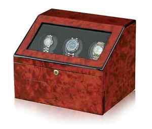 Orbita W13030 Siena 3 Executive Programmable Watch Winder Display Case Burl Wood