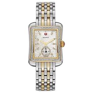 MICHELE WOMEN'S DECO DIAMOND TWO TONE STEEL BRACELET QUARTZ WATCH MWW06Y000016