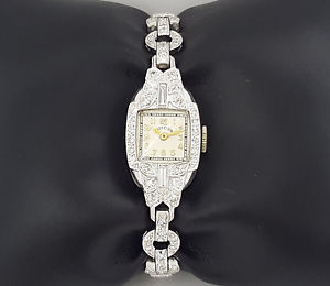 Vintage Lady Elgin 1.5 ct Diamond Platinum & 14K White Gold Watch