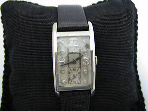 Very Nice Vintage 1930's or 40's 14k WG Hamilton Diamond Numeral Watch