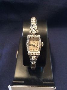 VINTAGE HAMILTON 14KT GOLD CASE & BAND LADIES WATCH WITH 70 DIAMONDS