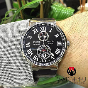 Ulysse Nardin Maxi Marine 263-67 Automatic Steel Black Rubber 43mm Mens Watch+B
