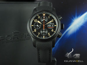 Fortis Aeromaster Stealth Chrono Automatic Watch, Valjoux 7750, 42mm, 656.18.18