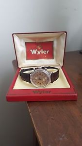 Vintage Wyler Chronograph Up/Down format with box and hang tag