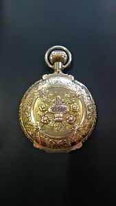 14K Yellow Gold (Rose and Green Gold) 17 Jeweled, circa 1907, American Waltham P