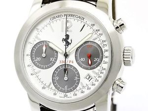 Polished GIRARD PERREGAUX Ferrari 330/P4 Chronograph Steel Watch 8028 (BF106300)