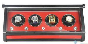 Jebely Luxury Quad Watch Winder (Red Wood & Glass Case) No' 602