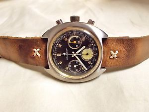 VINTAGE 1970s HAMILTON CHRONOGRAPH VALJOUX 7736 PANDA DIAL 3 REGISTERS WATCH