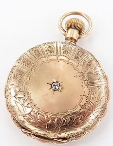 RARE HEAVY 1898 ELGIN 14K GOLD & DIAMOND 6S 15J P/WATCH ONLY 50,700 MADE WORKING