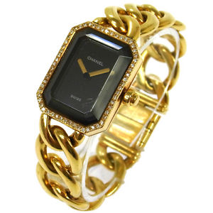 Authentic CHANEL Vintage Premiere Diamond Wristwatch #L Quartz 18K 750 V05243