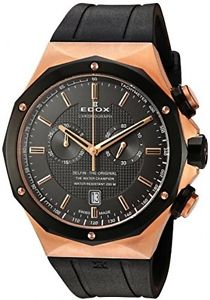 Edox Men's 10107 37RNC GIR Delfin Analog Display Swiss Quartz Black Watch