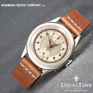 Early 1940's WAKMANN [Swiss] Oversize Vintage Dress Chronograph Venus Cal. 170