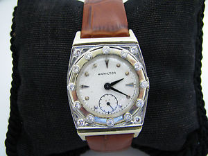 Vintage Men's 14k Two Tone Hamilton Diamond Bezel Analog Watch