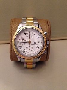 Wristwatch SCHWARZ  ETIENNE modele DEPOSE - ACIER OR - SAPHIR 18k.Gold Ring