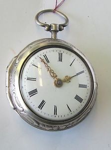 Antique Verge Fusse Key wind Late 1700's Fancy Reposse Signed Pocket Watch,