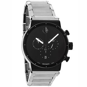 Movado Sapphire Synergy Mens Black Dial Swiss Chronograph Quartz Watch 0606800