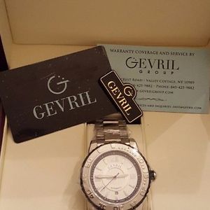 Reduced! Gevril Men's Watch 3114B Seacloud Automatic Silver Stainless Steel