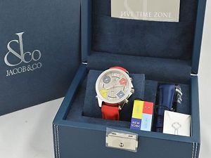 JACOB & CO. FIVE TIME ZONE Diamond Men's Watch 47mm 100% Authentic From JAPAN
