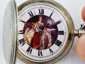 Antique silver pocket watch by Mathey Perret,Locle for Queen Victoria Coronation