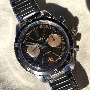 Vintage Eberhard & Co. Contograf Steel Chronograph Gilt Roulette Date Wristwatch