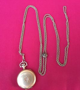 1908 Elgin 14k SOLID GOLD Grade 320 Double Hunter & 10K Gold & Diamond FOB