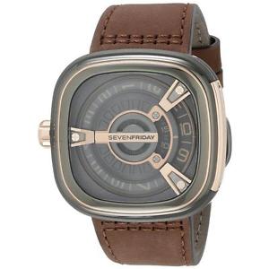 SEVEN FRIDAY MEN'S M-SERIES 48MM BROWN LEATHER BAND AUTOMATIC WATCH M2-02