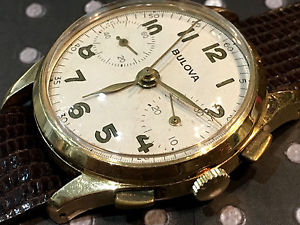 Vintage Bulova Chronograph Valjoux 23 Rare 14k Solid Gold